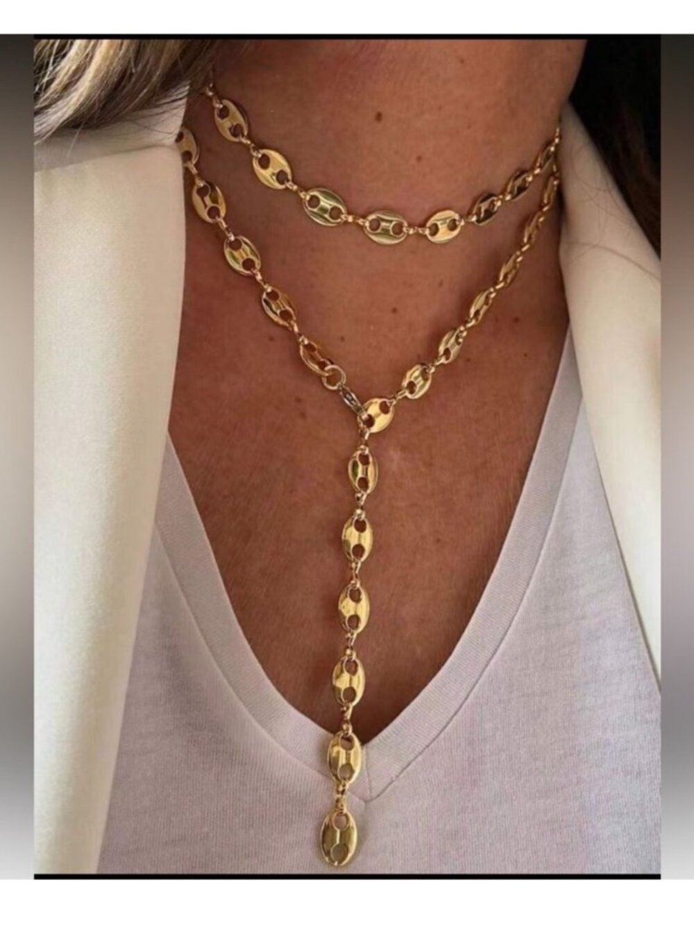 Gold Link YDrop Necklace N988